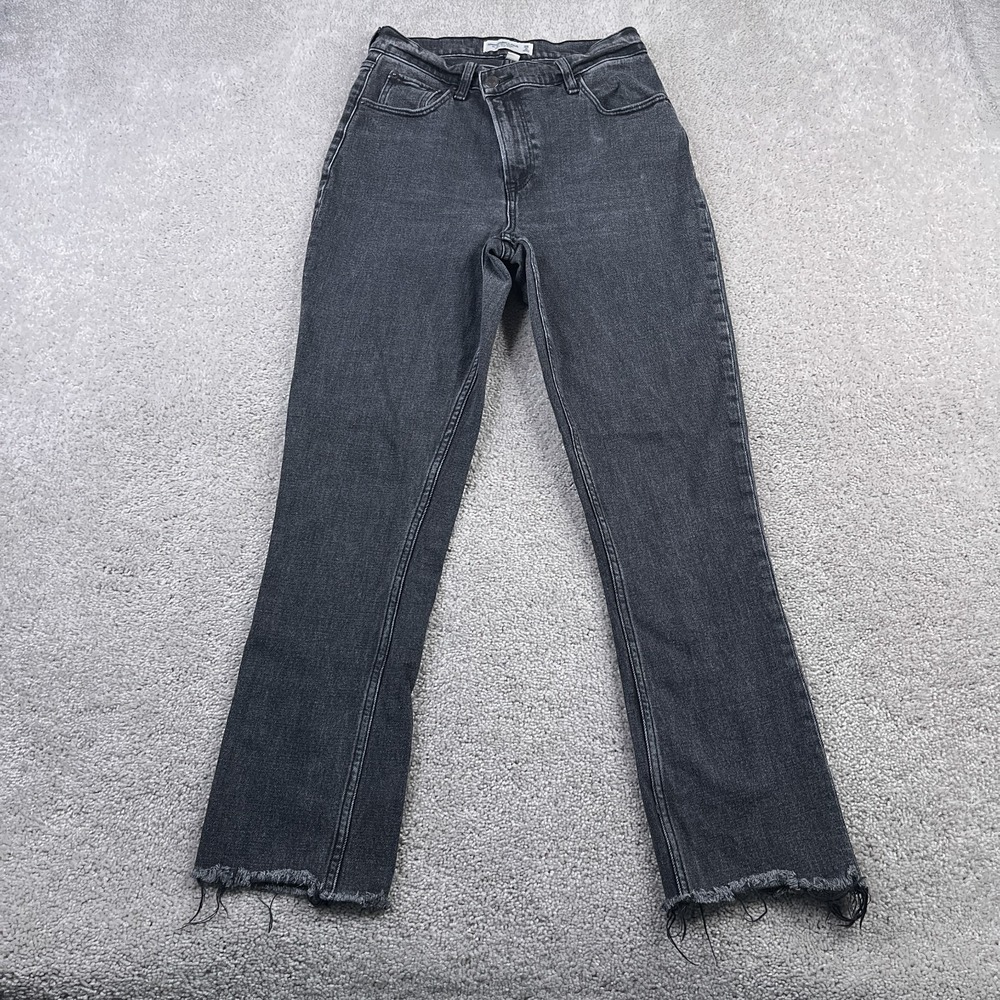 Abercrombie Fitch Jean Womens 2 Long Grey 90s Slim Straight High Rise Curve Love